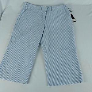 tailor new york Dey Capri Seersucker Pants 12 Blue